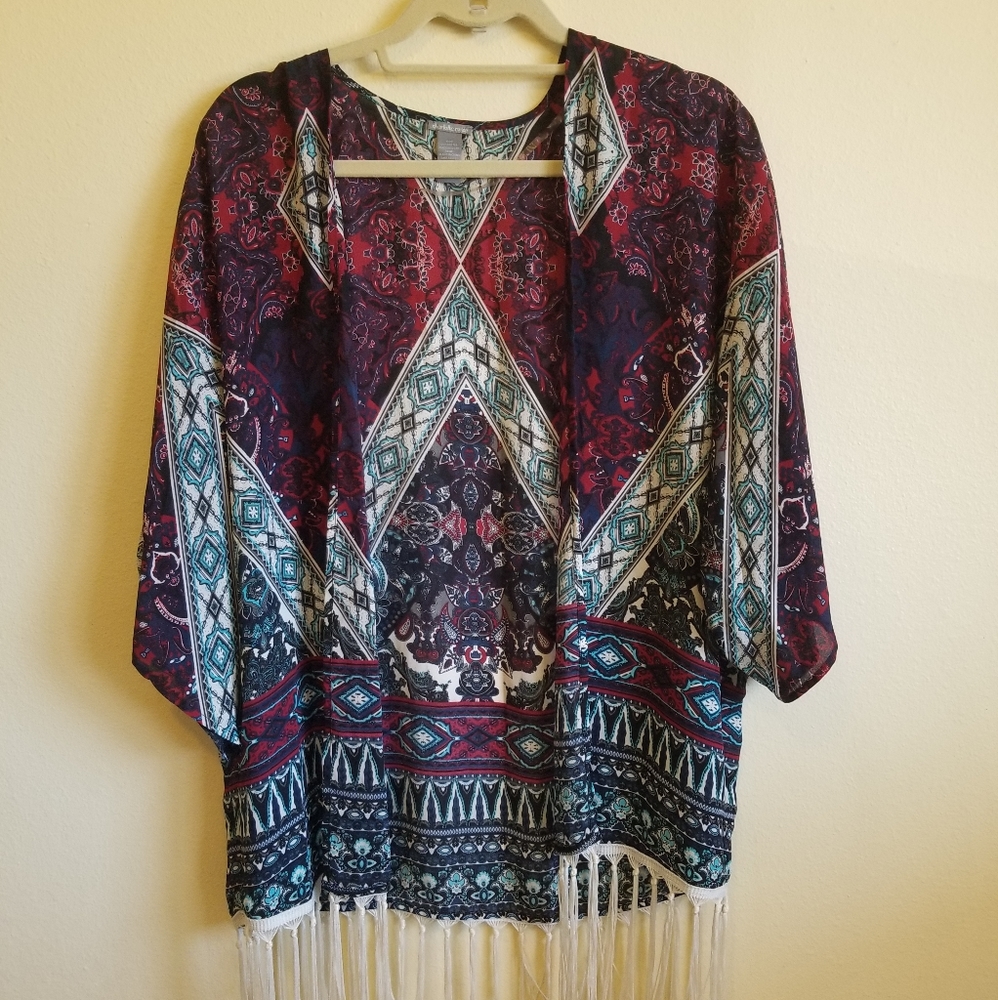 Pattern short sleeve cardigan